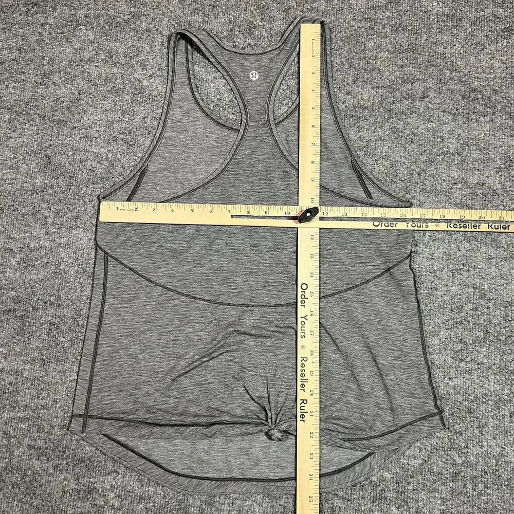 Lululemon Tank Top Womens Medium Gray Racerback Tie Back Lightweight Yoga Gym - Picture 5 of 7
